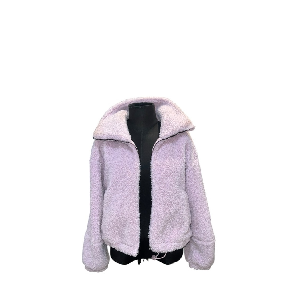 💗 𝐋𝐔𝐋𝐔𝐋𝐄𝐌𝐎𝐍 Pink Peony Sherpa Jacket + Cap Set (Size 8) - Picture 3 of 13